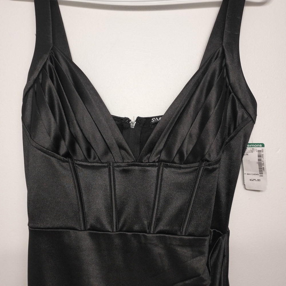 Symphony Sleek Black Satin Dress